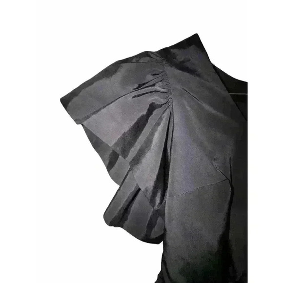 Express Women’s Black Square Neck Peplum Blouse Flutter Sleeve Size Small - Picture 6 of 9